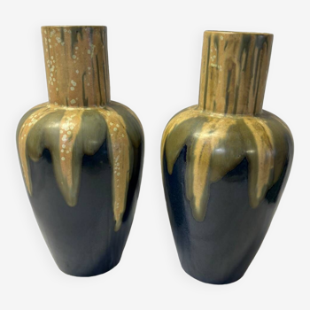 Pairs of Denbac earthenware vases