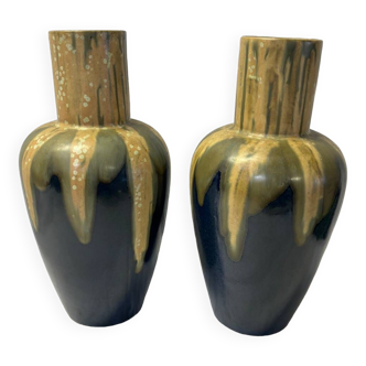 Pairs of Denbac earthenware vases