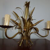 Wheat cob chandelier of the Masca House, gilded aged, 3 fires, 70s/80s