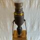 Table lamp base in leather and brass - 50s design