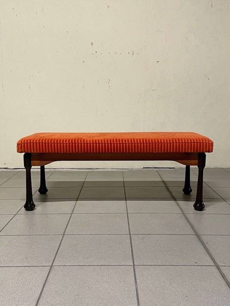 Panca in legno colorato e velluto a coste, anni '60