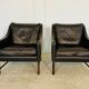 Fauteuils en cuir et palissandre de Fredrik Kayser des années 50 – cuir marron