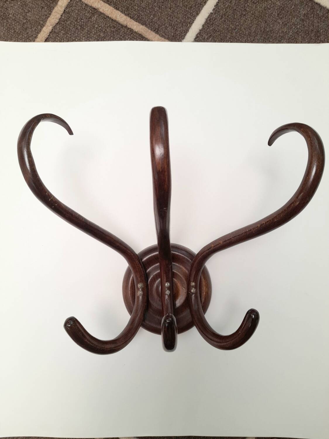 Thonet style curved wood wall coat rack