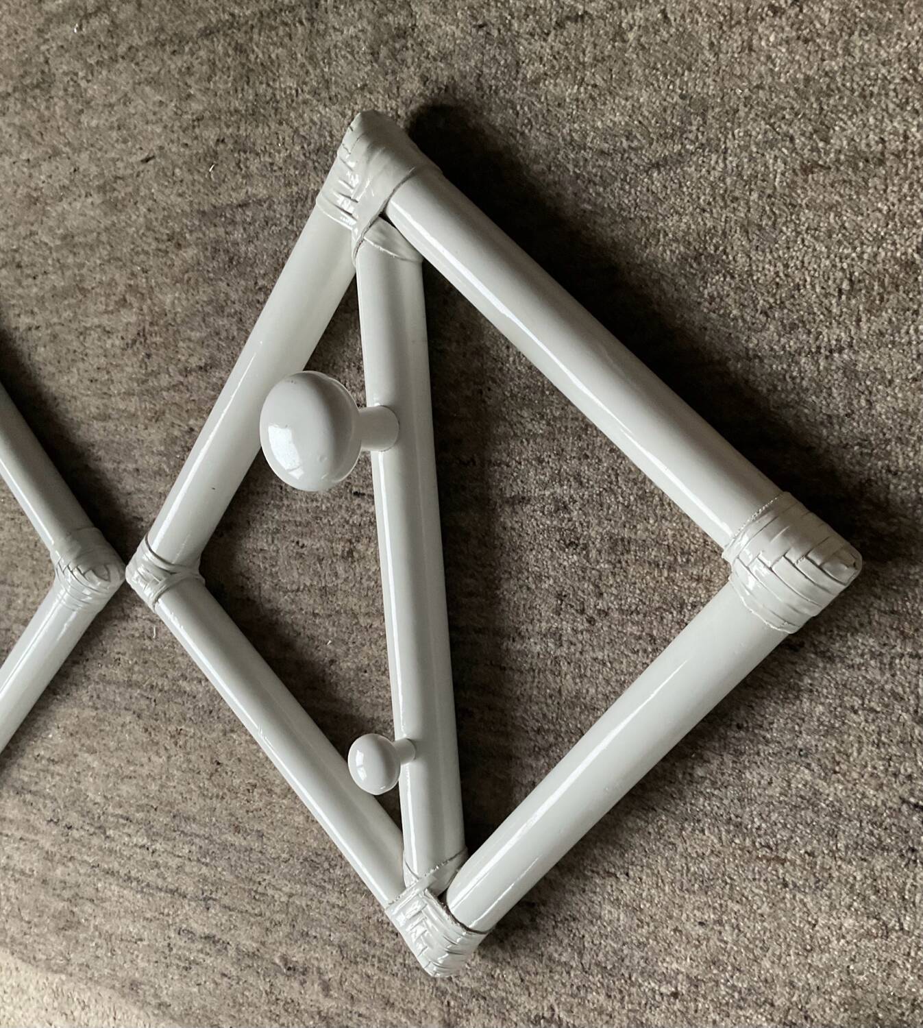 Pair of vintage rattan coat racks