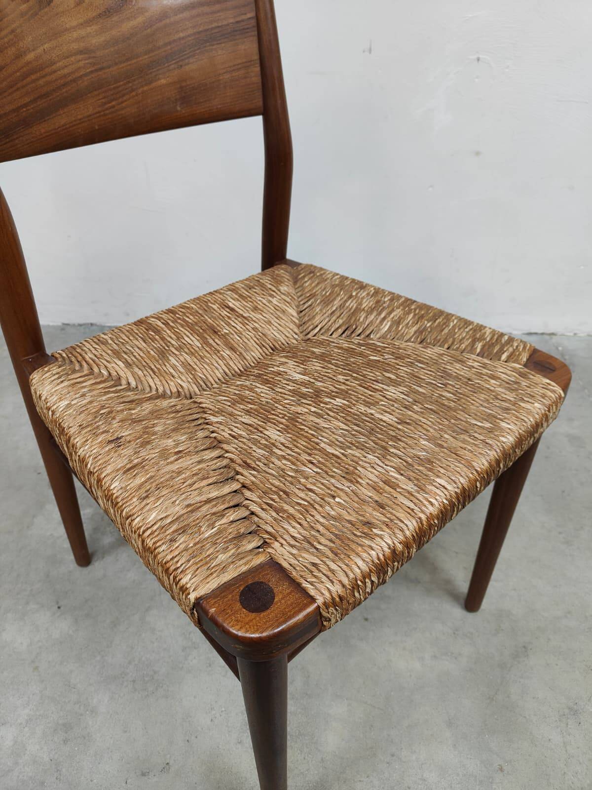 Wilkhahn vintage teak papercord dining chairs Georg Leowald model 351