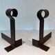 Important Pair of Modernist Wrought Iron Andirons with Ring Finials