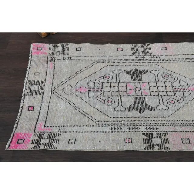 1970s Turkish Oushak Handmade Wool Cotton Beige Runner 77x245