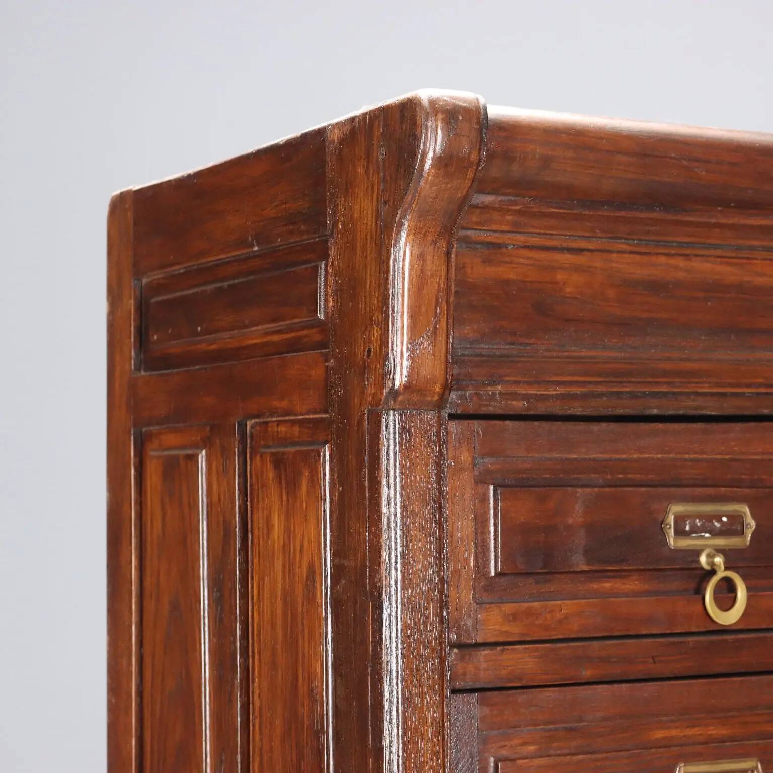 Antique oak commode stained walnut, 30 drawers, 20th century