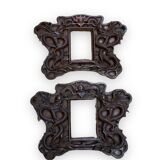 Pair of exotic wooden frames with dragons