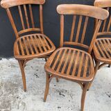 Set of 4 curved wooden bistro chairs