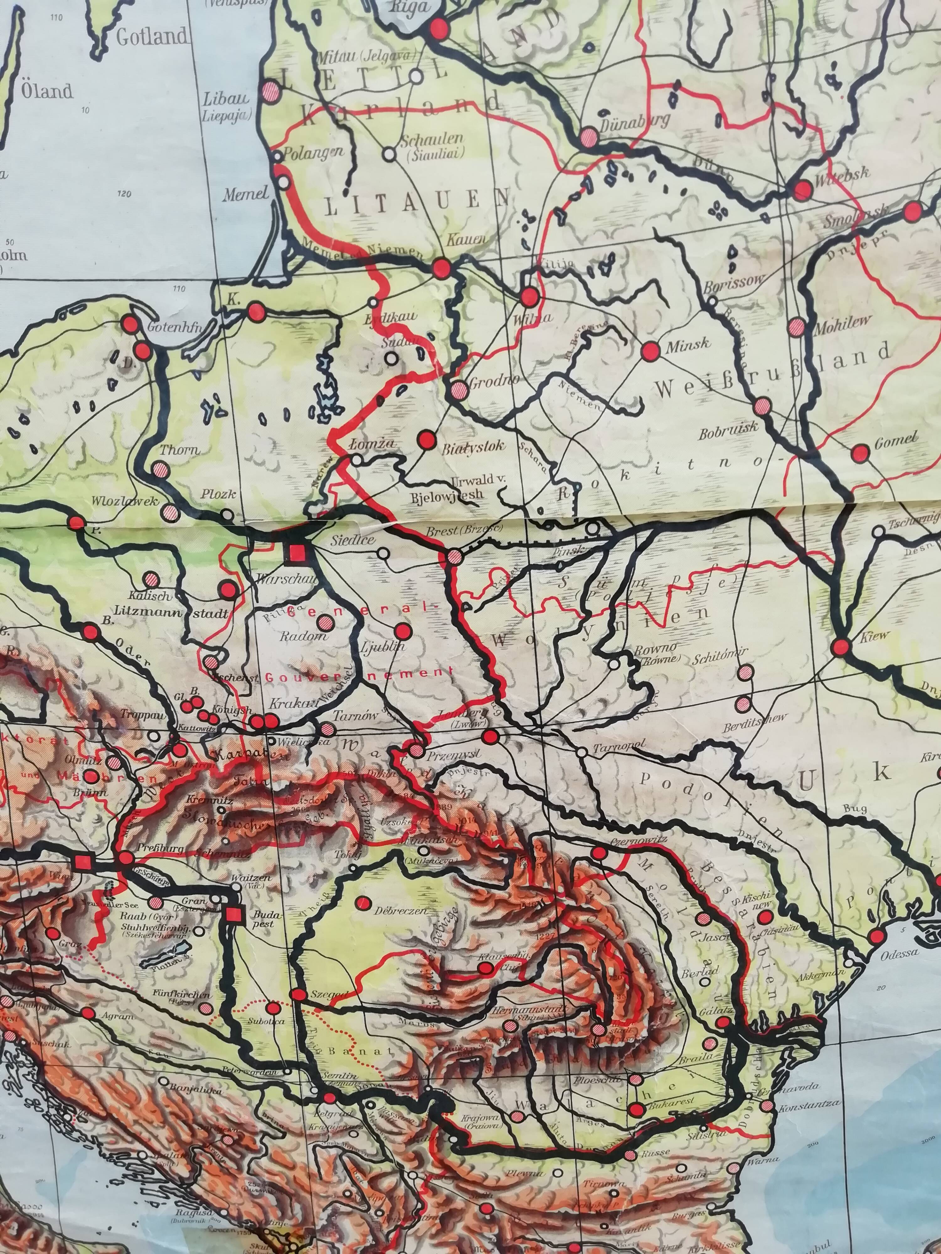 German School Map 1940-41 220x220cm