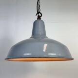 Industrial British Grey Enamel Factory Pendant Lamp, 1960s