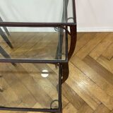 Nesting tables in wrought iron and glass