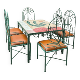 Lrnce garden furniture, in wrought iron and zellige