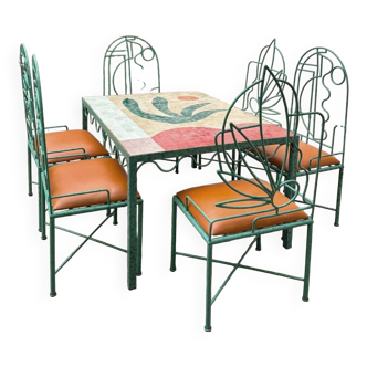 Lrnce garden furniture, in wrought iron and zellige