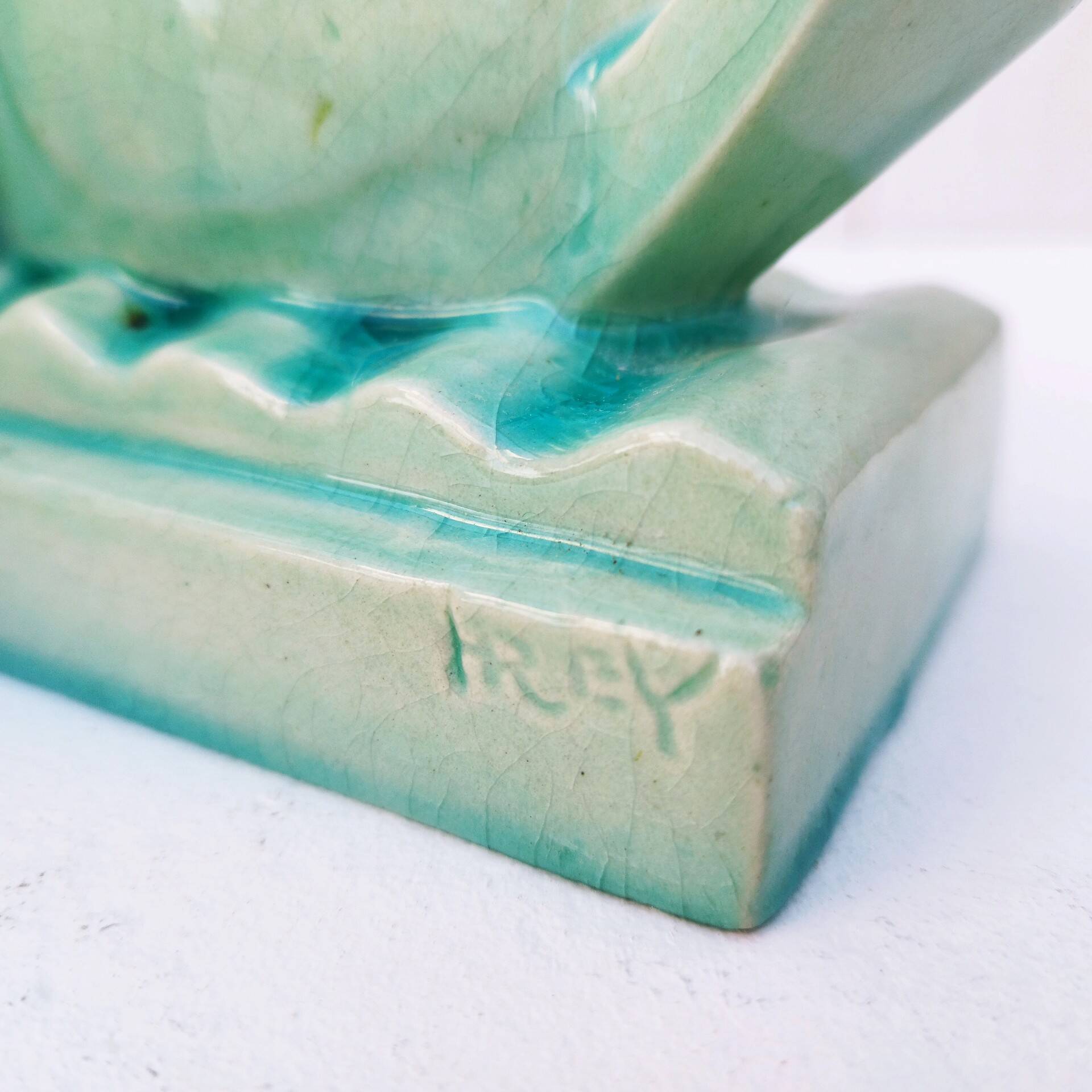 Art deco ceramic bookend Pelican birds