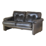 Coronado Brown Leather Sofa, Afra & Tobia Scarpa for B&B Italia