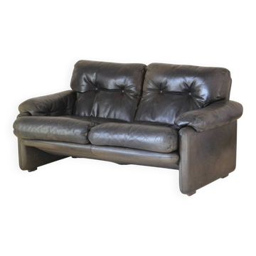 Coronado Brown Leather Sofa, Afra & Tobia Scarpa for B&B Italia