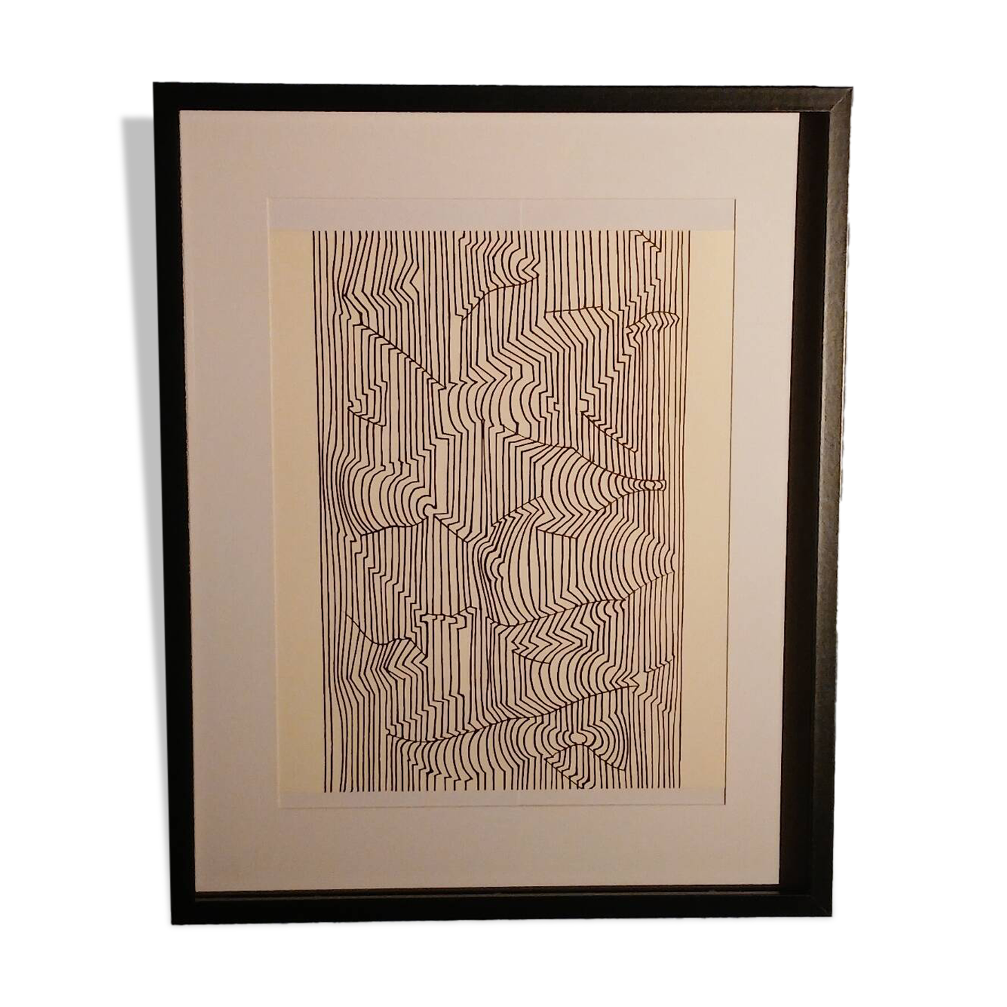 Tableau Vintage Art Optique - Victor Vasarely - Frame 40x40cm