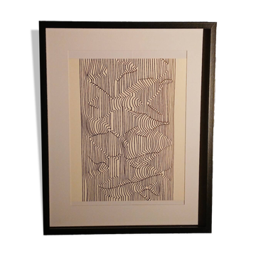 Tableau Vintage Art Optique - Victor Vasarely - Frame 40x40cm