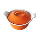 Old cast iron pot enamelled orange Le Creuset