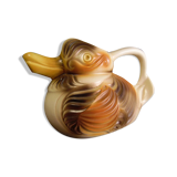 Pichet en barbotine de Sarreguemines en forme de canard