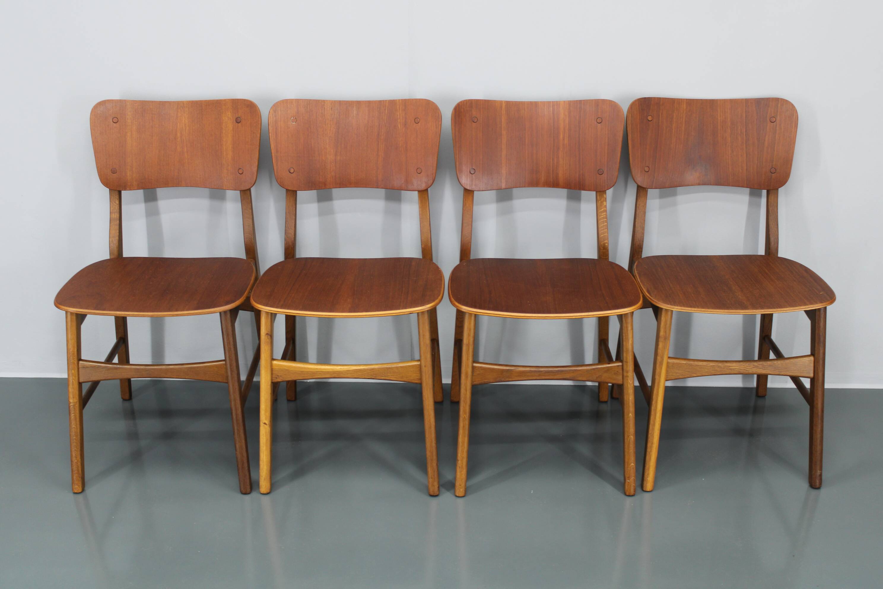 1960s Ib Kofod Larsen Set of 4 dining Chairs in Teak Finish, Denmark