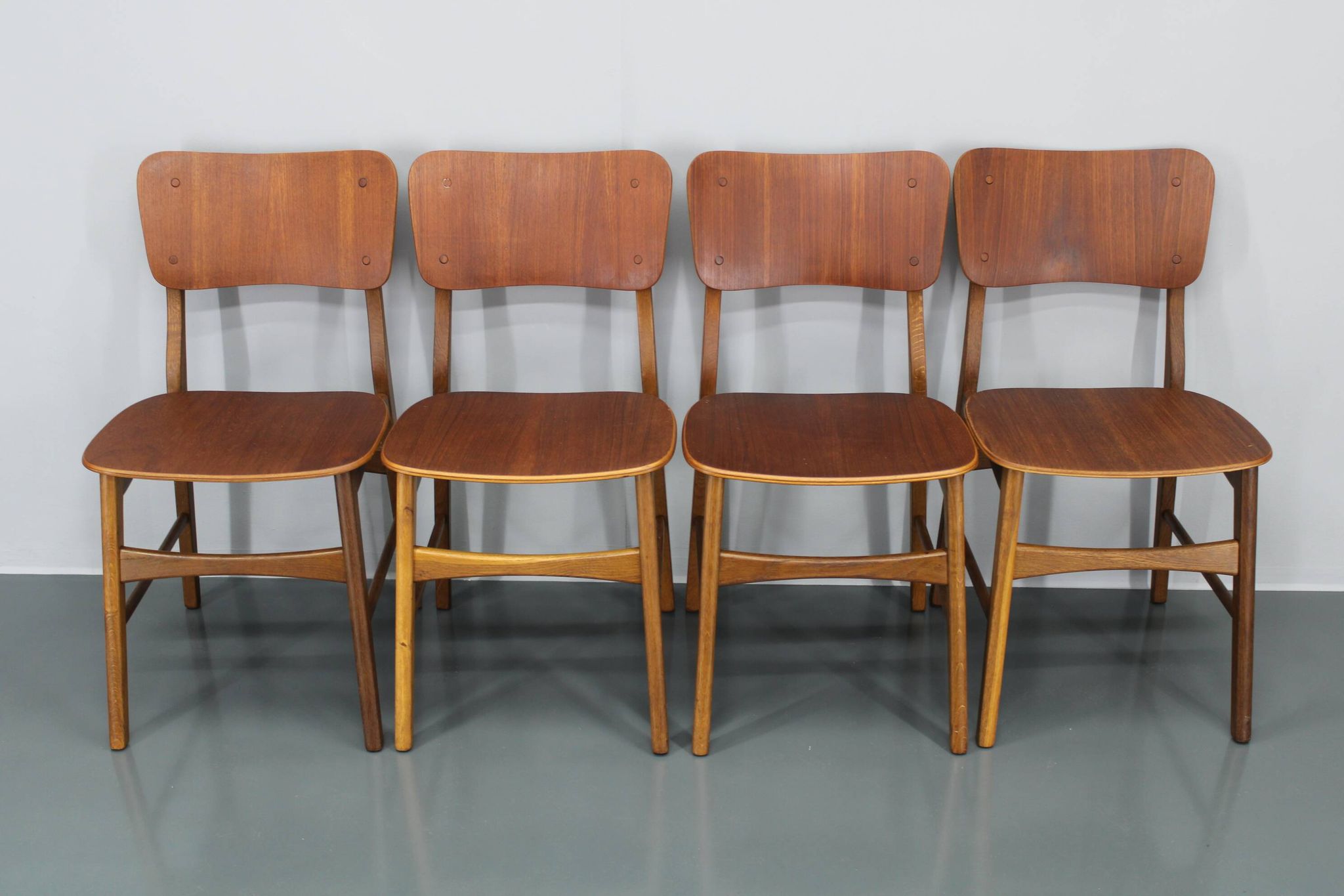 1960s Ib Kofod Larsen Set of 4 dining Chairs in Teak Finish, Denmark