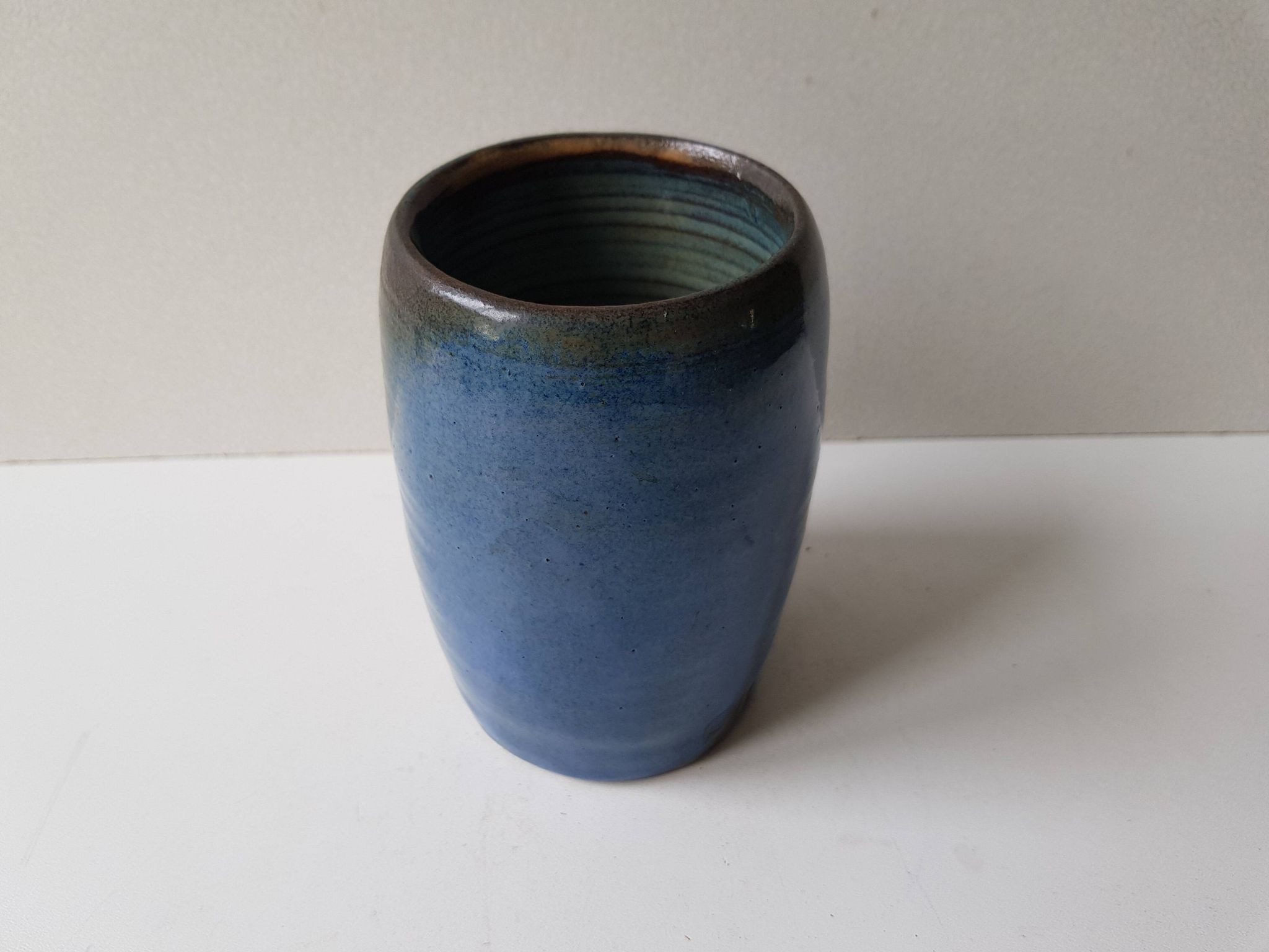 Cobalt blue ceramic vase signed EG