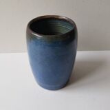 Cobalt blue ceramic vase signed EG