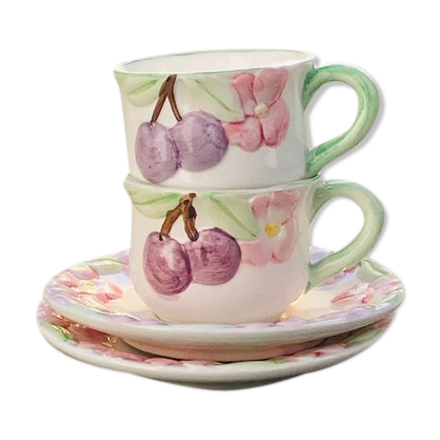 Barbotine cherry cups
