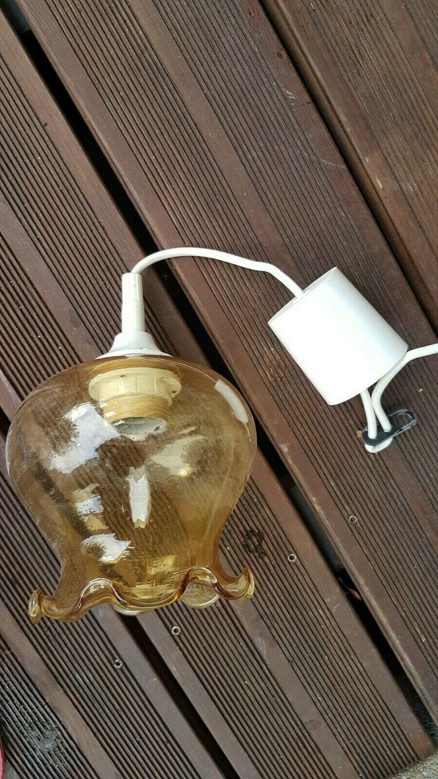 Suspension vintage en verre couleur miel