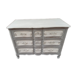 Old patinated curved chest of drawers with 3 drawers