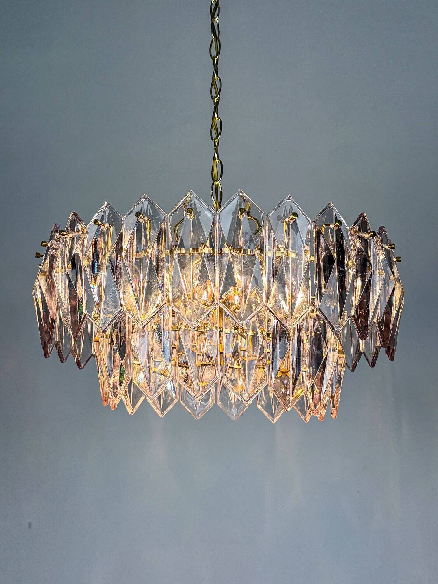 JT Kalmar chandelier, cut glass, 2 levels, Austria, 1970s