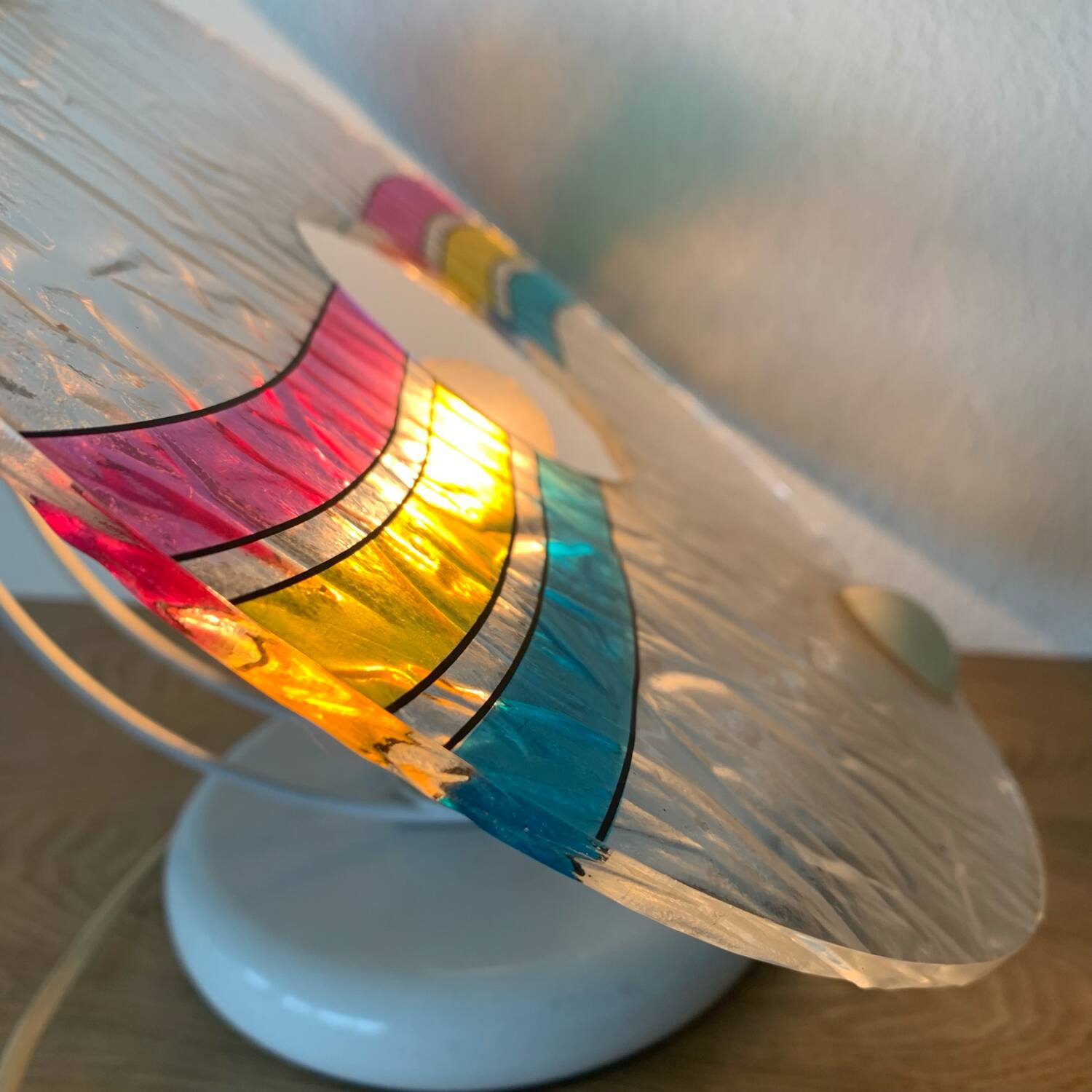 Toffoli Lamp Multicolor Plastic 80´s Disk Shape Pop Italy Disco Series
