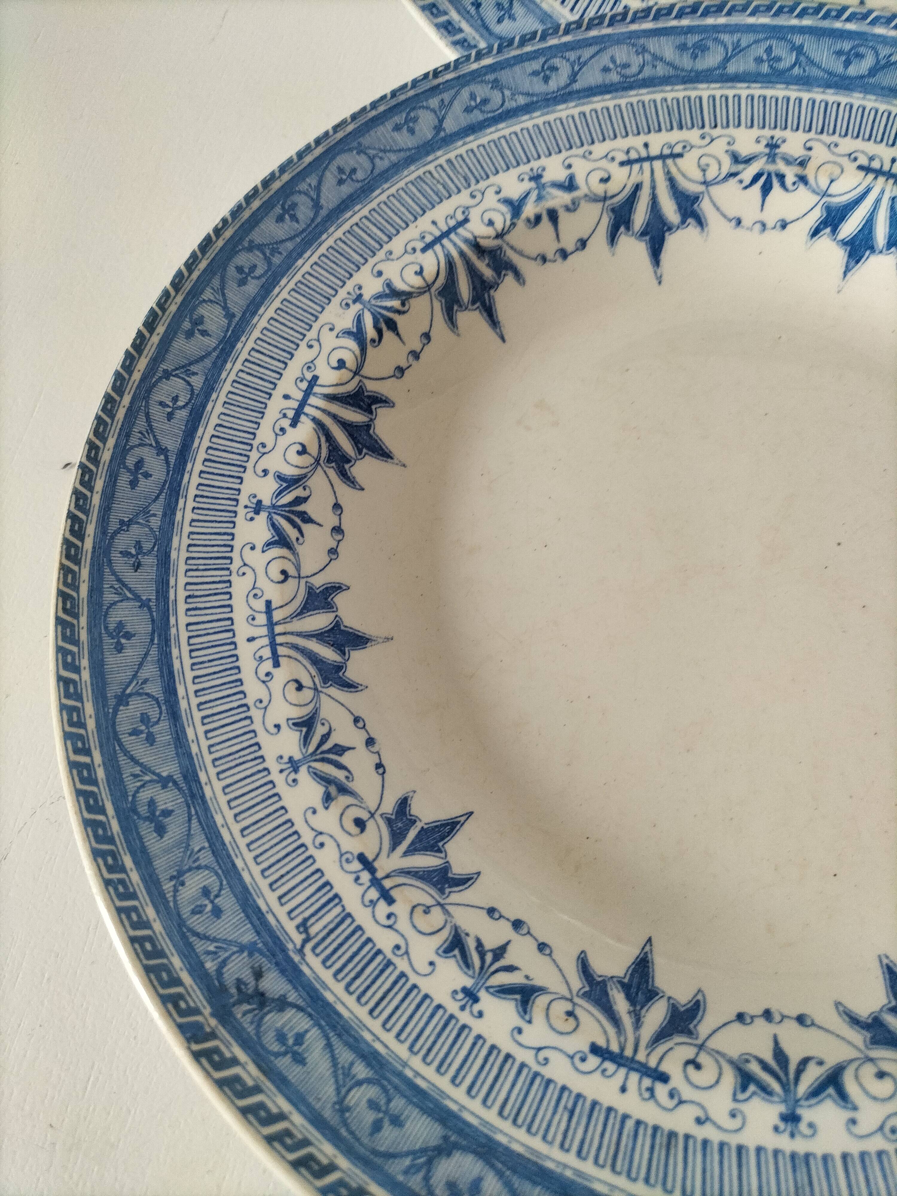 Pair of old Boulenger Choisy-le-Roi soup plates – Gallic decor