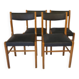 Set of 4 Scandinavian chairs in black faux leather