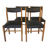 Suite de 4 chaises scandinaves simili cuir noir