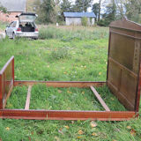 Bed frame double wood  inlay vintage