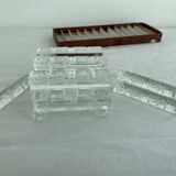 Porte-couteaux en cristal, Motif floral en relief, Art de la table vintage