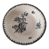 Large antique Gien hollow dish, Chardons blue model – fine 19th century earthenware