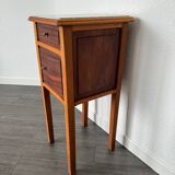 Table de chevet vintage en bois avec plateau en marbre