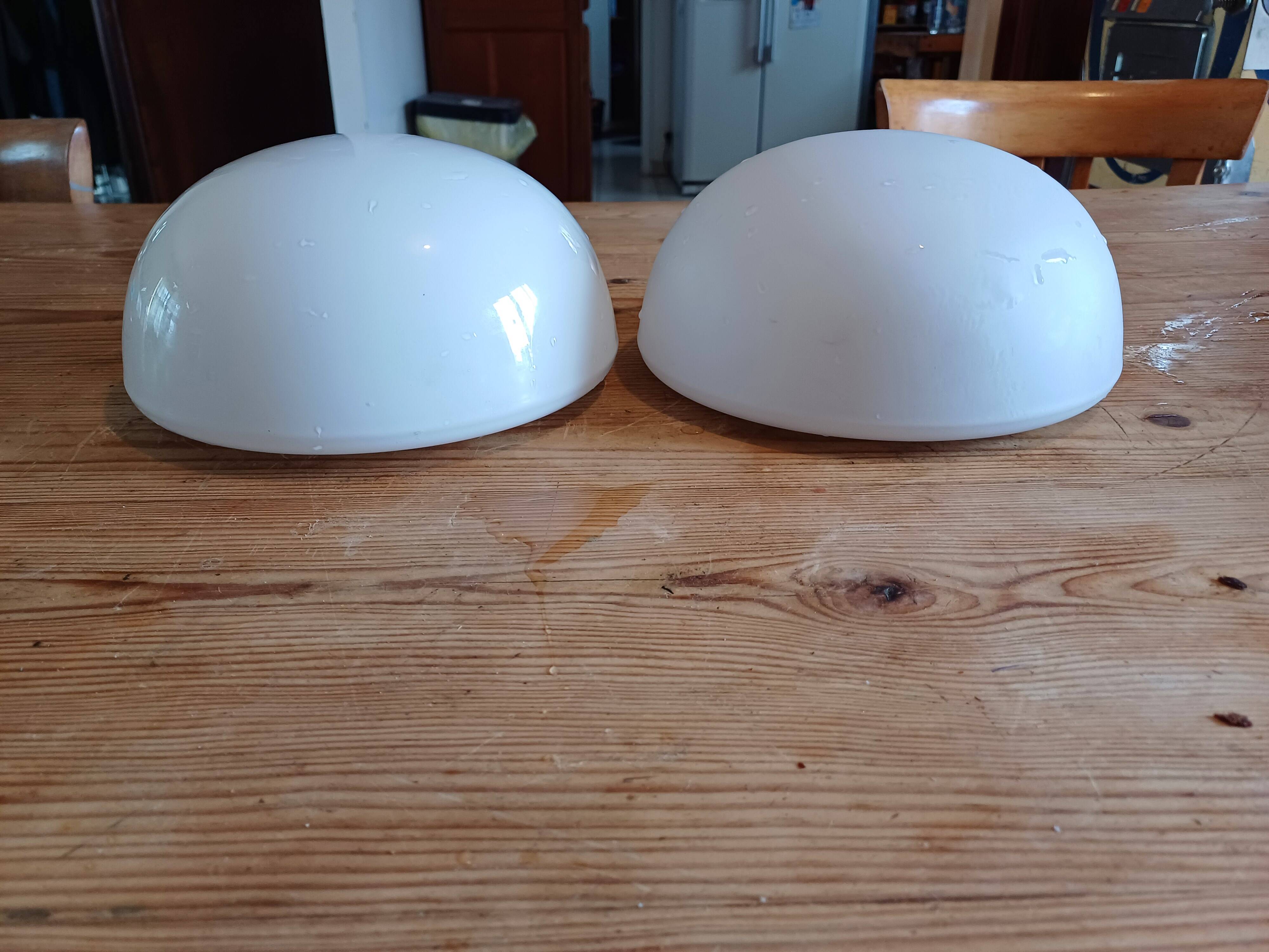 2 white opaline ceiling globes