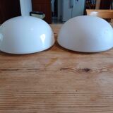 2 white opaline ceiling globes