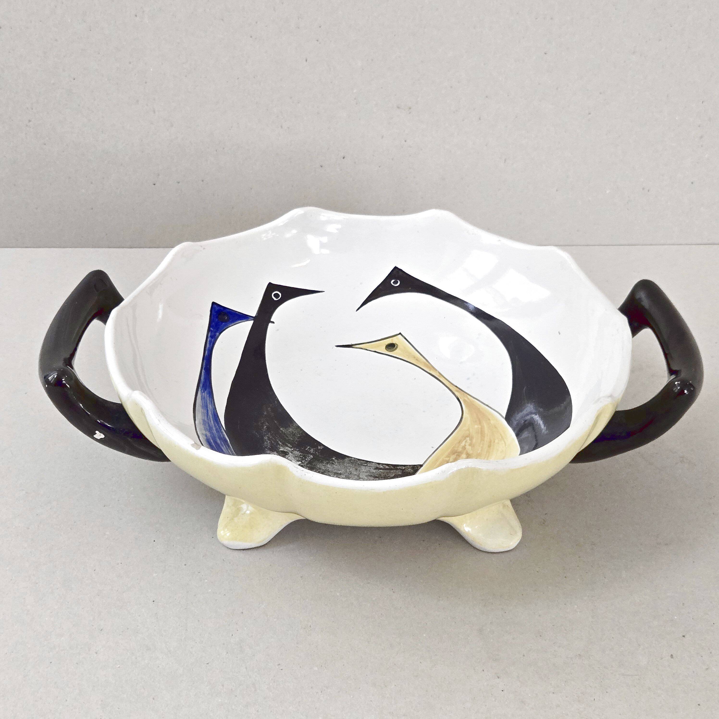 Vintage Saint-Clément flat bowl 1950