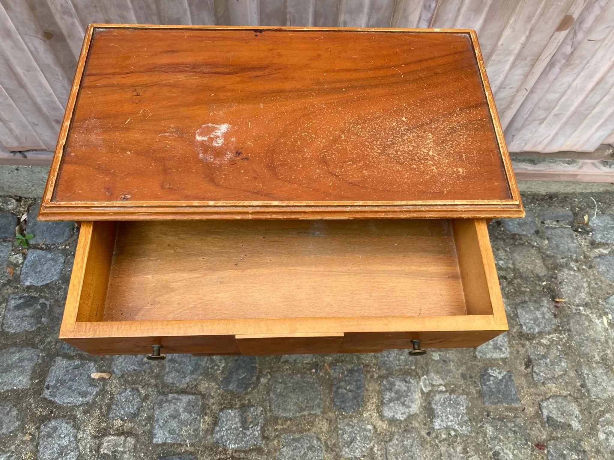 Vintage Wooden Console Table with Lyre Legs — Empire Directoire Style 1960