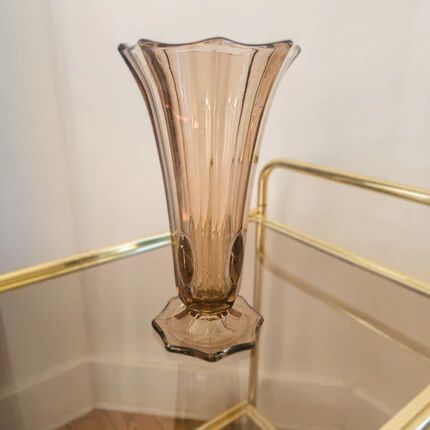 Vintage smoked glass Art Deco vase