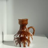Small white and brown vase or pitcher West Germany H:15cm D:10.5cm