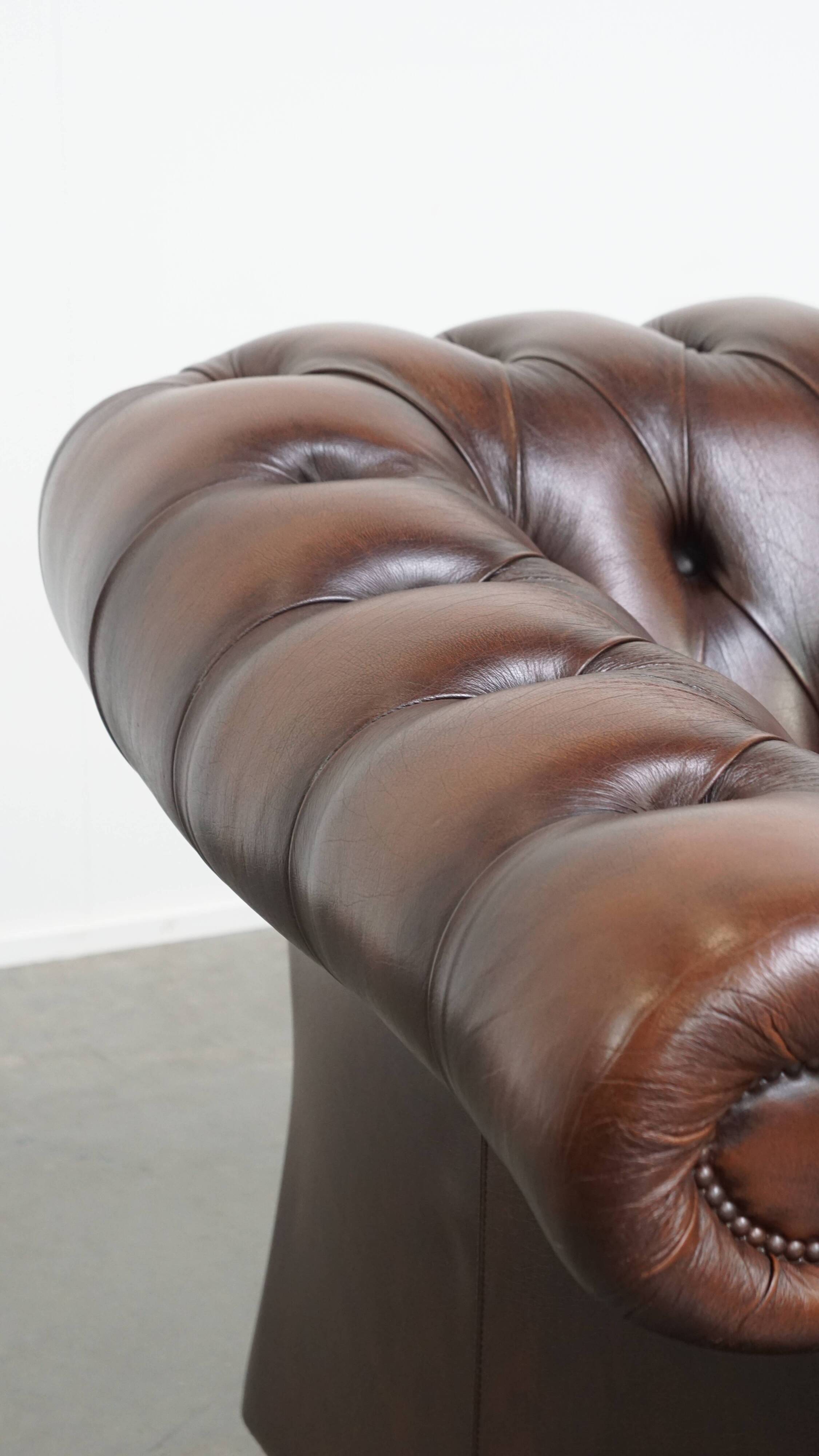 English style cowhide Chesterfield club chair