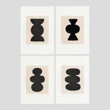 Collection of 4 black abstract paintings signed Eawy.